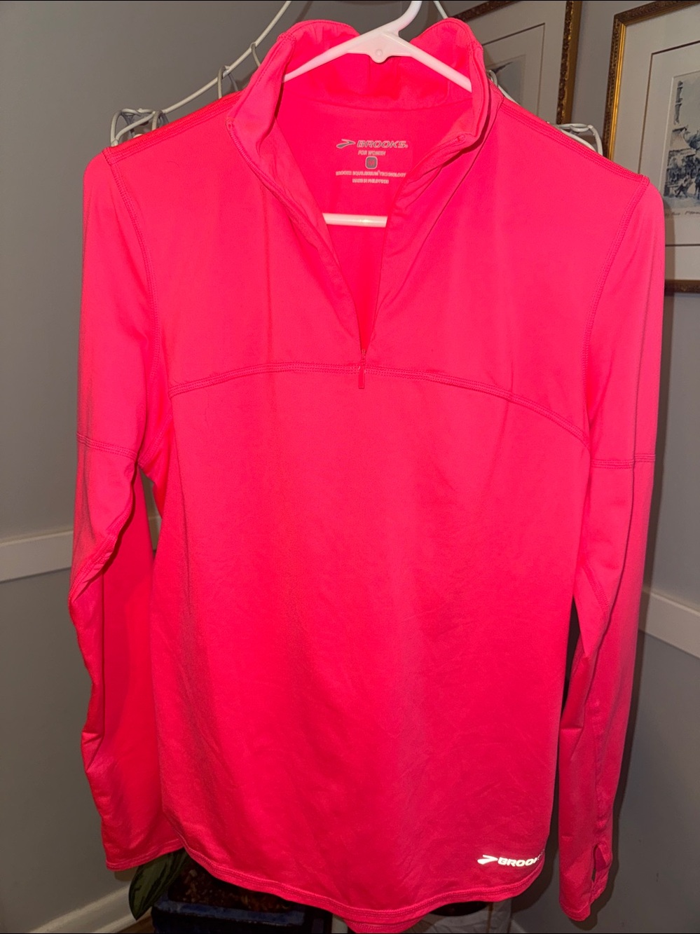 Brooks Warm Pink Quarter-Zip Performance Pullover nearly new!
